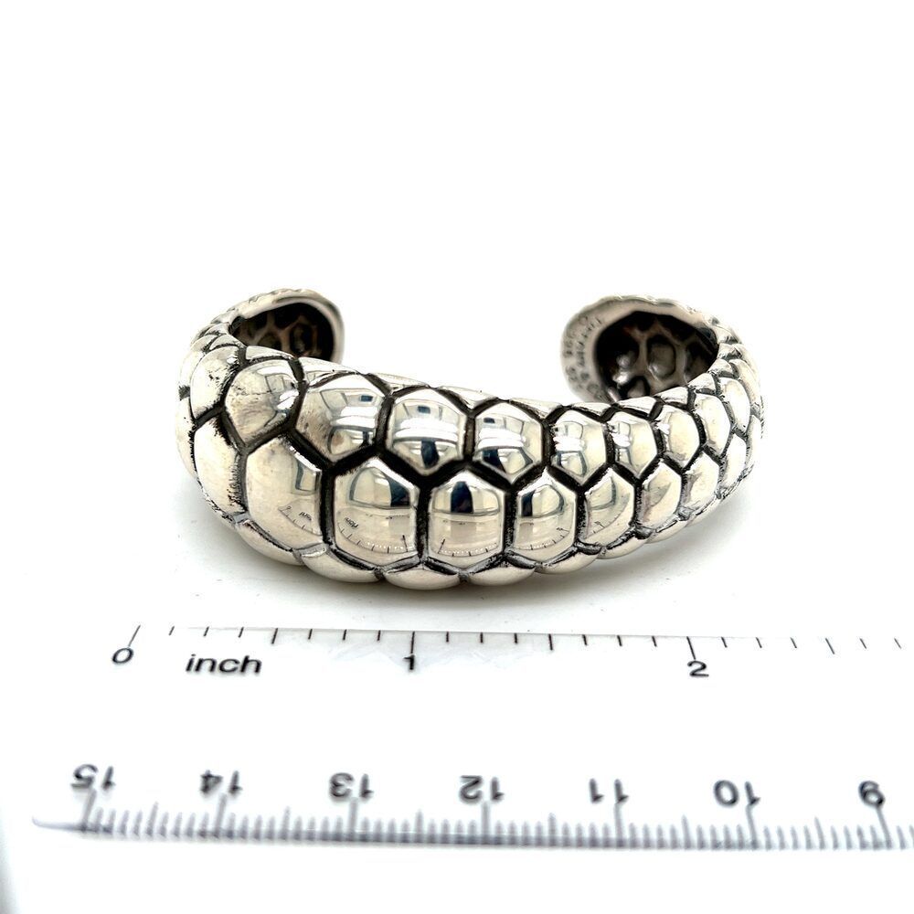 Tiffany & Co Bangle Bracelet 7.5" Medium Beehive Design Sterling Silver TIF885 - Picture 7 of 7
